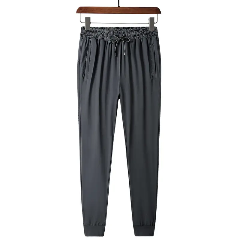 Men's Black Ice Silk Elastic Sports Pants Large - Image 3