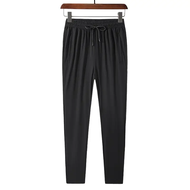 Men's Black Ice Silk Elastic Sports Pants Large - Image 4