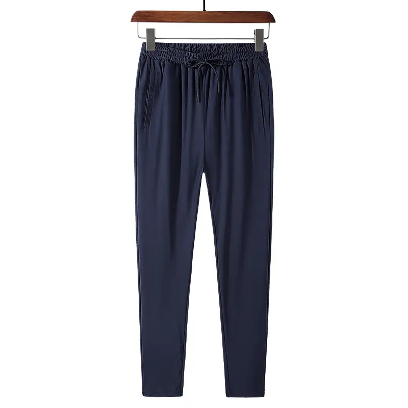 Men's Black Ice Silk Elastic Sports Pants Large - Image 5
