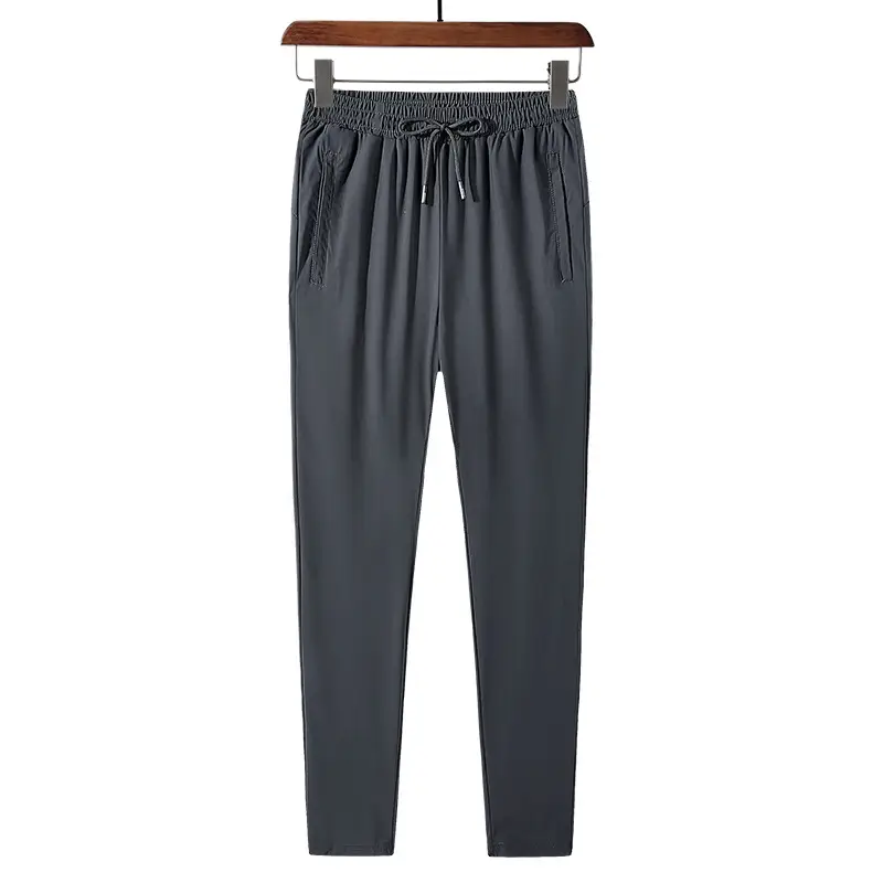 Men's Black Ice Silk Elastic Sports Pants Large - Image 6