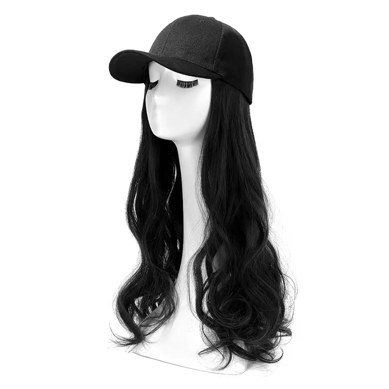 Long Curly Hair Wig with Hat Integrated - Image 11