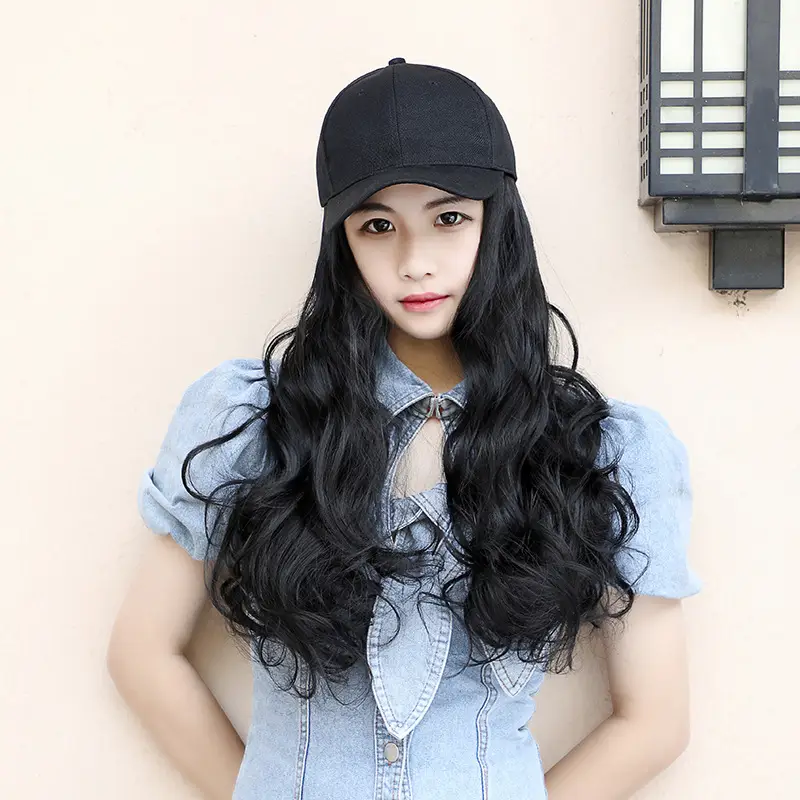 Long Curly Hair Wig with Hat Integrated — feature 15