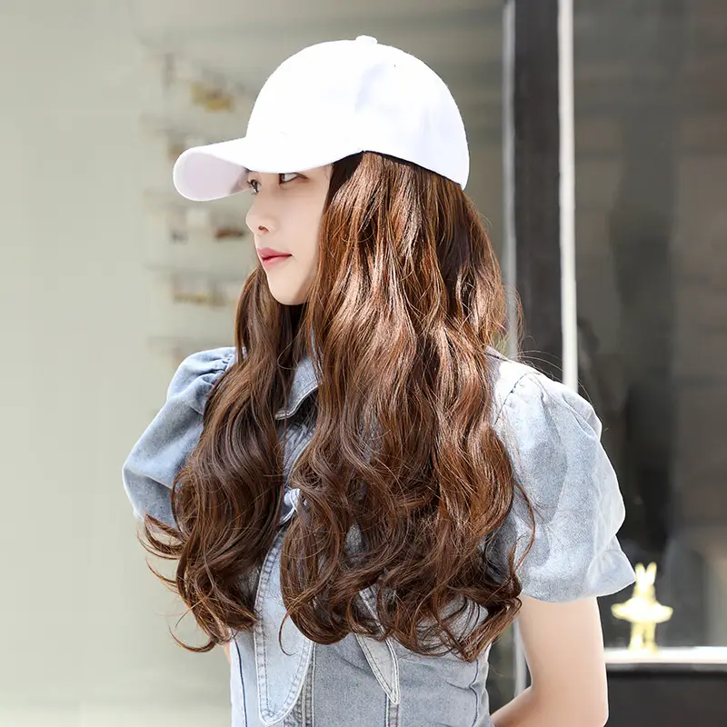 Long Curly Hair Wig with Hat Integrated — feature 16