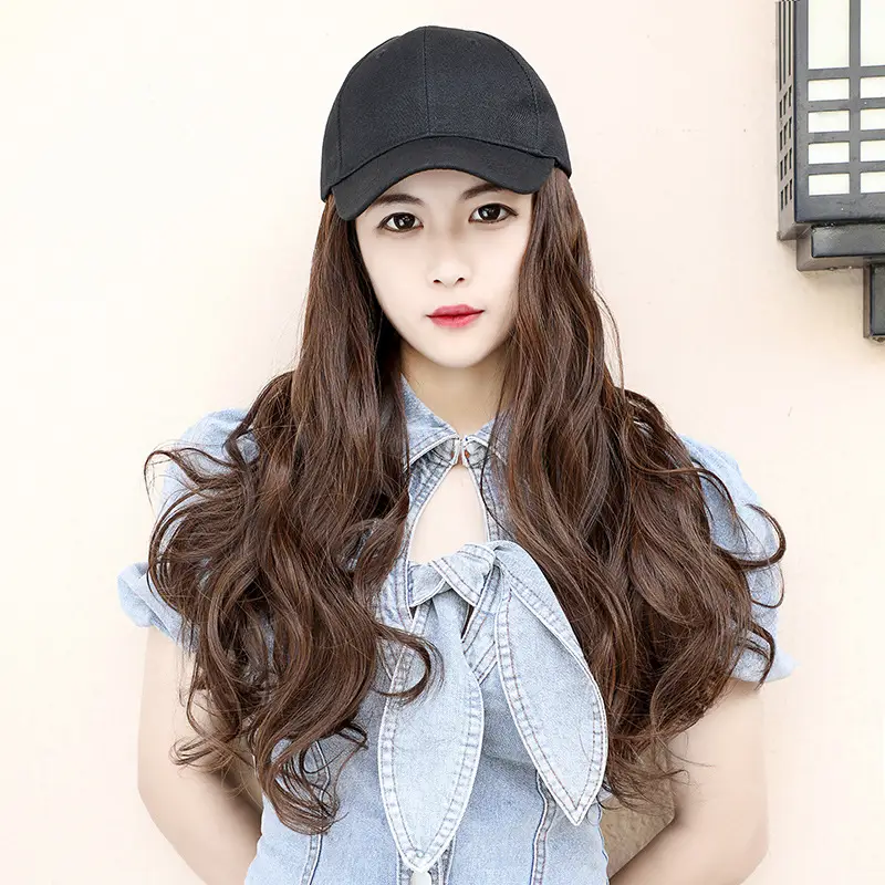 Long Curly Hair Wig with Hat Integrated — feature 17