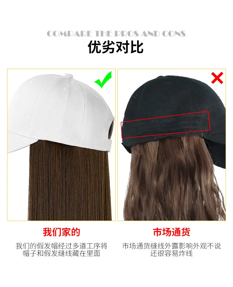 Long Curly Hair Wig with Hat Integrated — feature 6