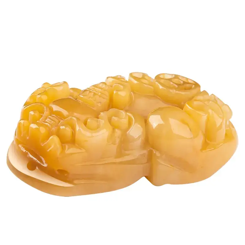 Natural Xinjiang Gold Silk Jade Pendant for Men - Image 5