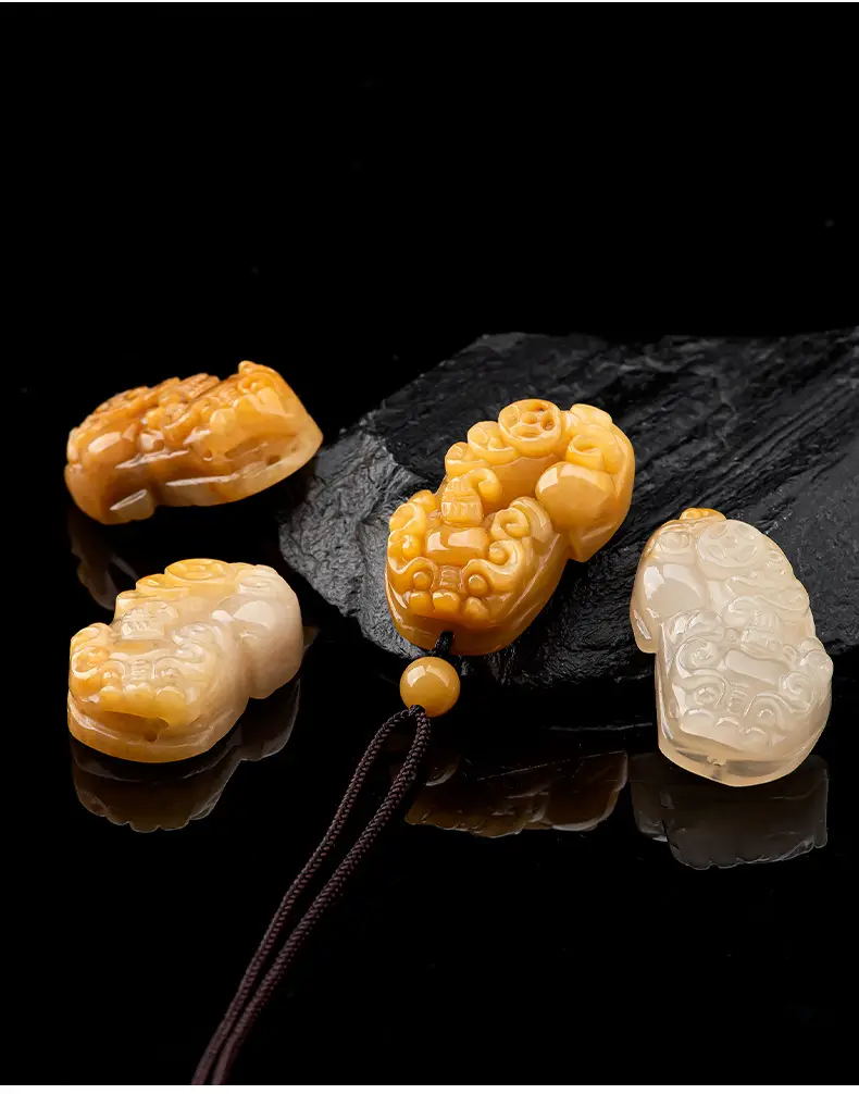 Natural Xinjiang Gold Silk Jade Pendant for Men — feature 10