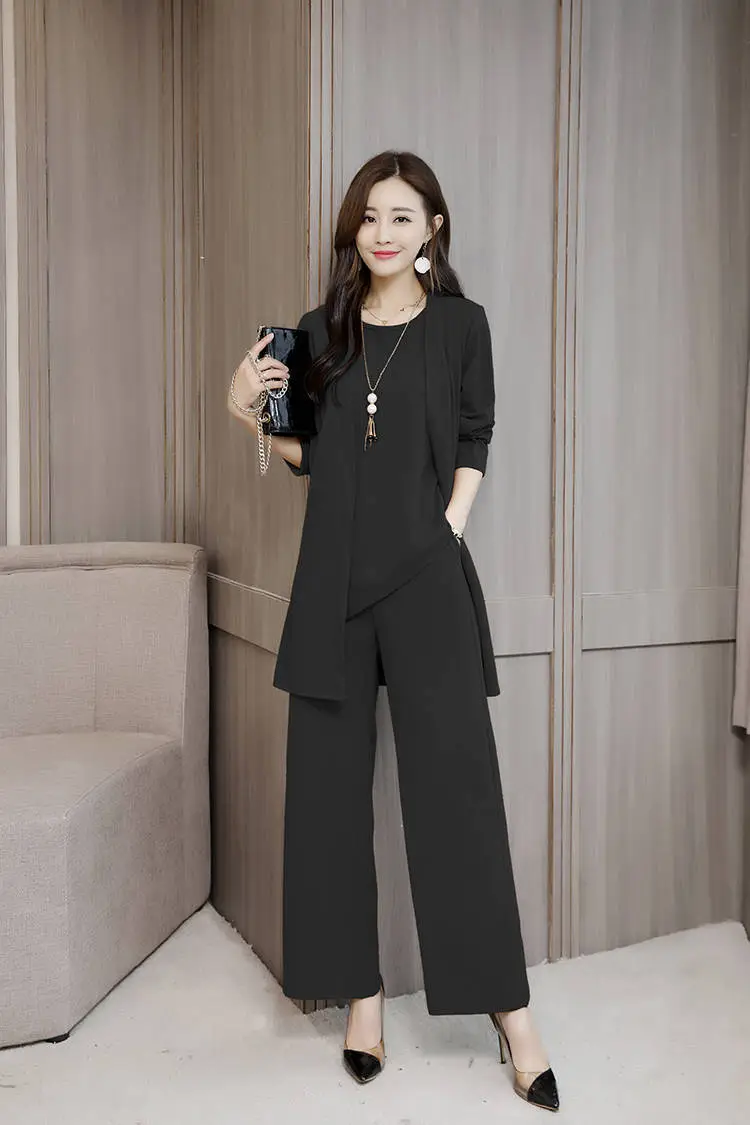 Women's Red Shawl Vest Wide Leg Pants Spring Autumn Set — feature 17