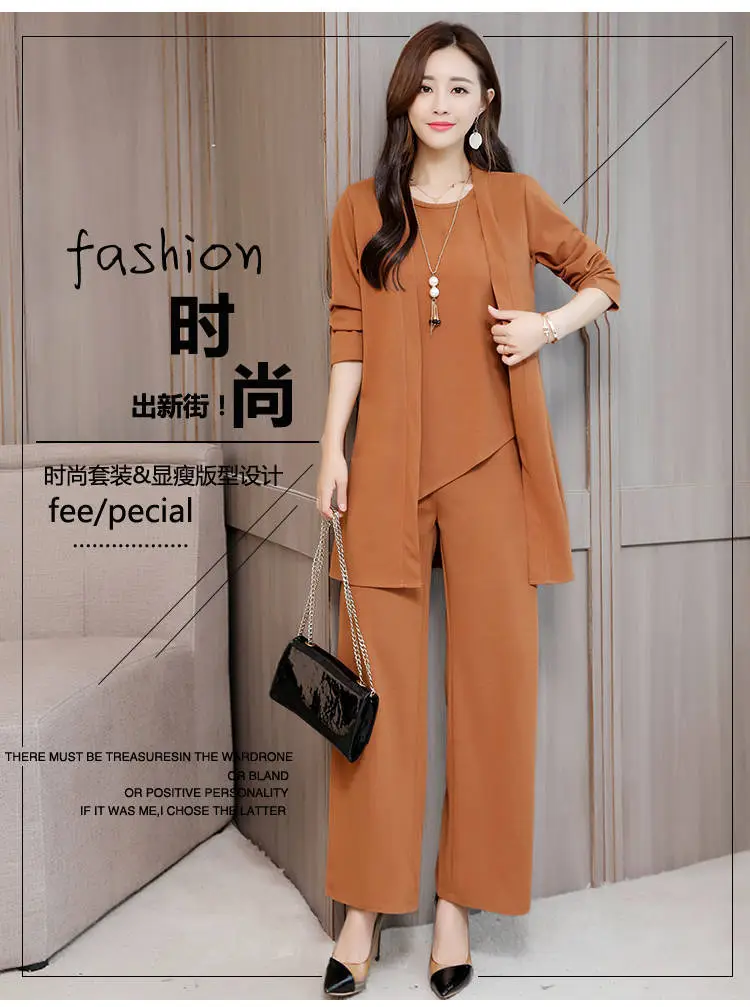Women's Red Shawl Vest Wide Leg Pants Spring Autumn Set — feature 5