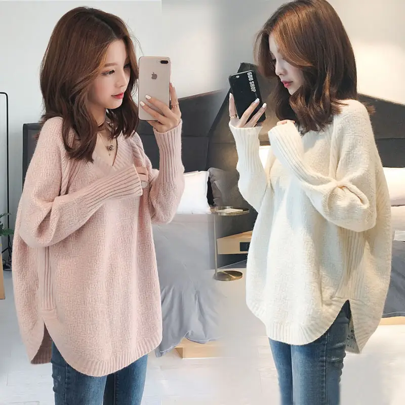Women's Knitwear Mid-Length Sweater Top Loose Base Layer