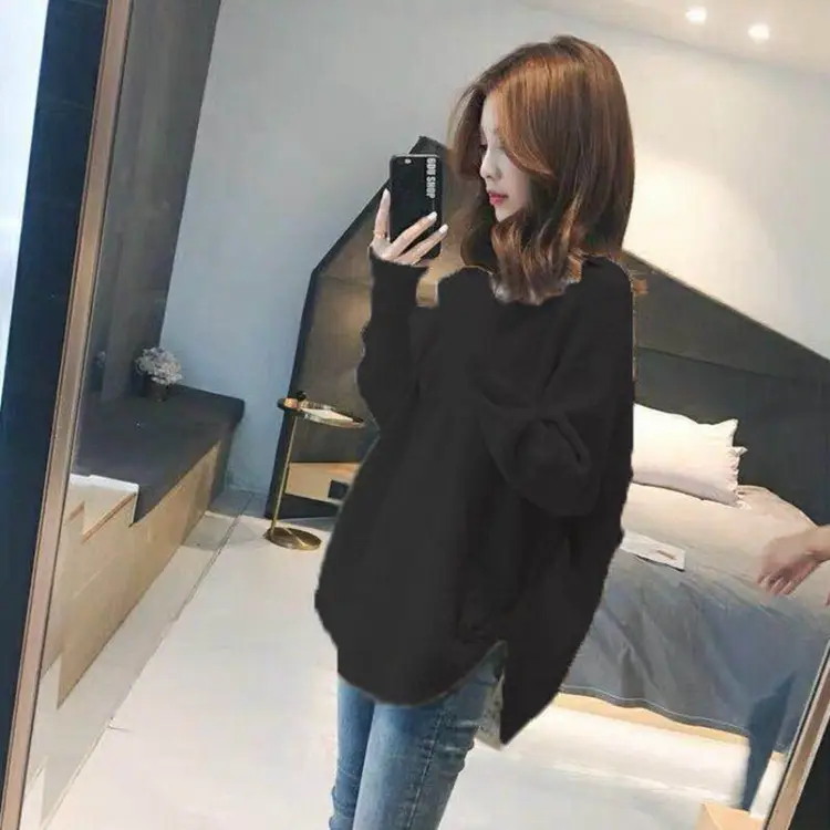 Women's Knitwear Mid-Length Sweater Top Loose Base Layer