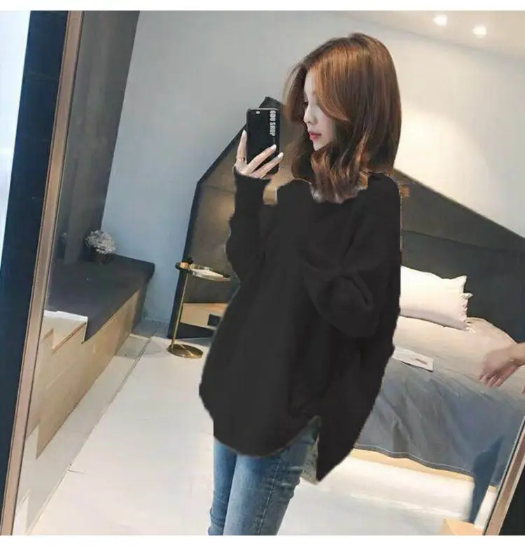 Women's Knitwear Mid-Length Sweater Top Loose Base Layer