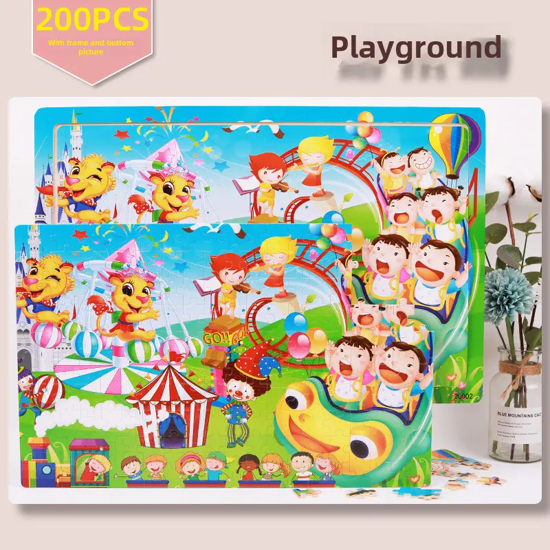 200 Pieces Wooden Dino Puzzle Toy for Kids - Image 3