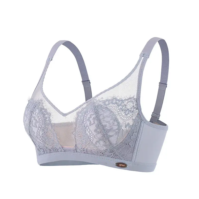 Black Lace Push Up Bra Ultra Thin Adjustable Large - Image 2