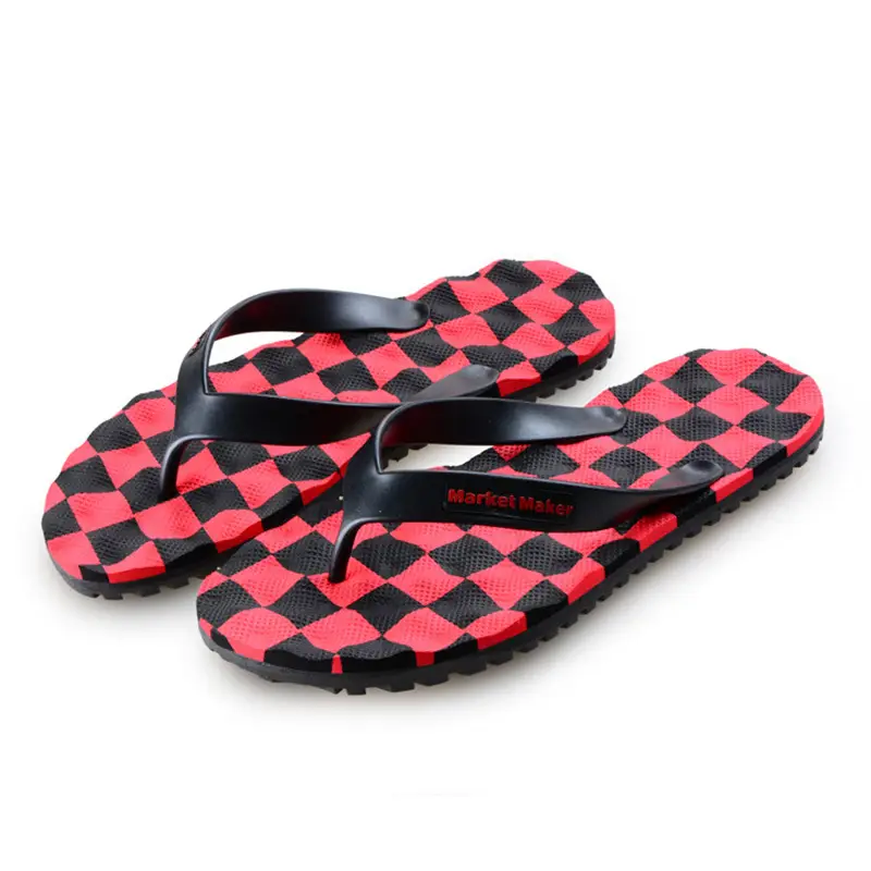 Men's Blue Gold Patterned Rubber Flip Flops - Image 8