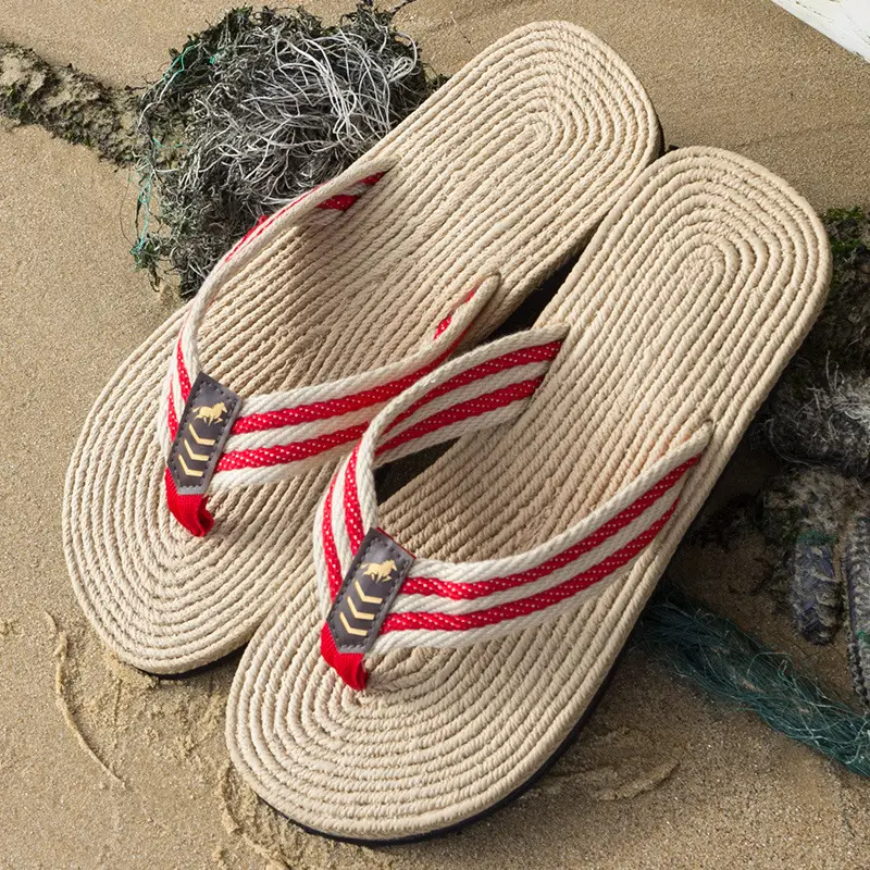 Men's Blue Gold Patterned Rubber Flip Flops — feature 9
