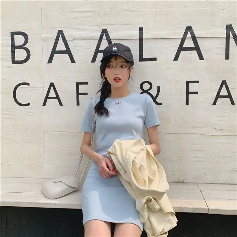 2025 Summer Women Pink Slim Fit T-Shirt Dress — feature 11