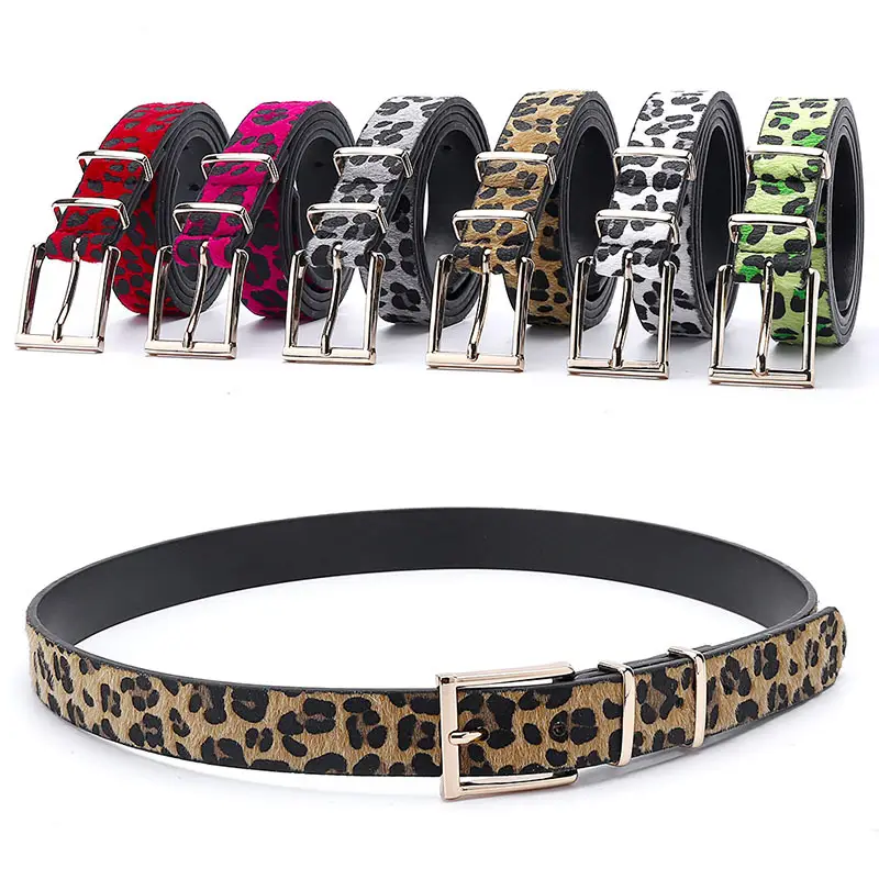 Women's Red Leopard Print Belt with Silver Buckle - Image 9