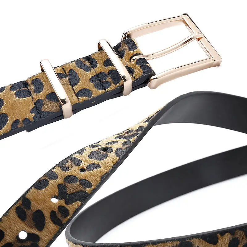 Women's Red Leopard Print Belt with Silver Buckle - Image 10