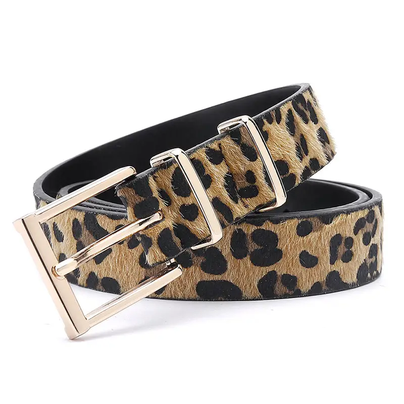 Women's Red Leopard Print Belt with Silver Buckle - Image 2
