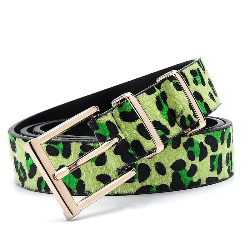 Women's Red Leopard Print Belt with Silver Buckle - Image 3