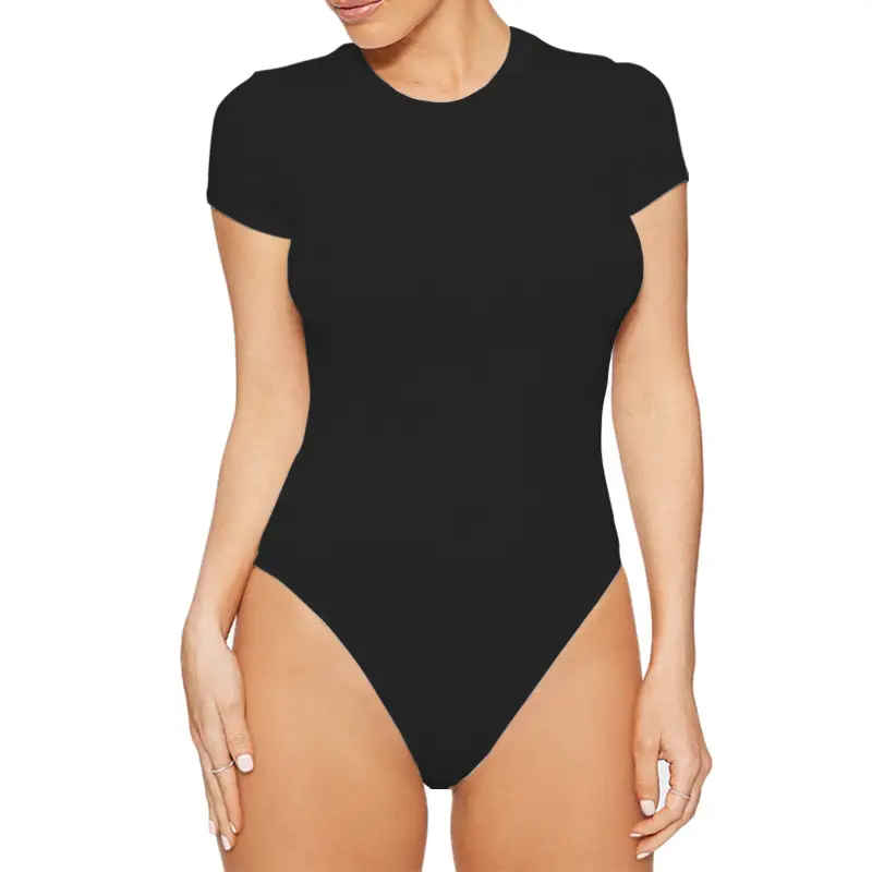 2025 Black Short Sleeve Women's Bodysuit Jump Suit — feature 14