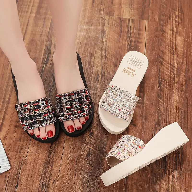 Women High Heel Wedge Sandals Summer Flip Flops