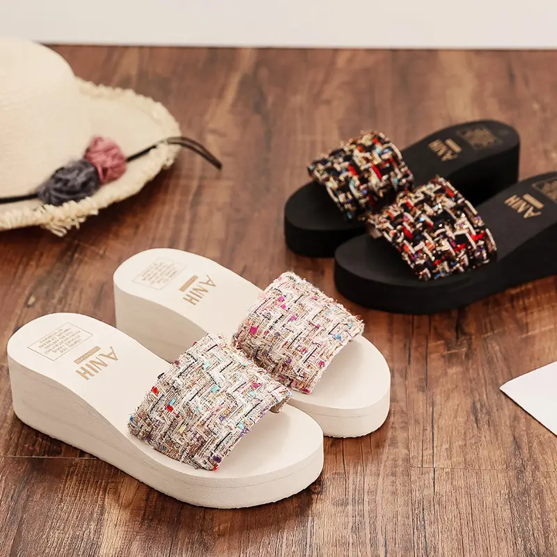 Women High Heel Wedge Sandals Summer Flip Flops