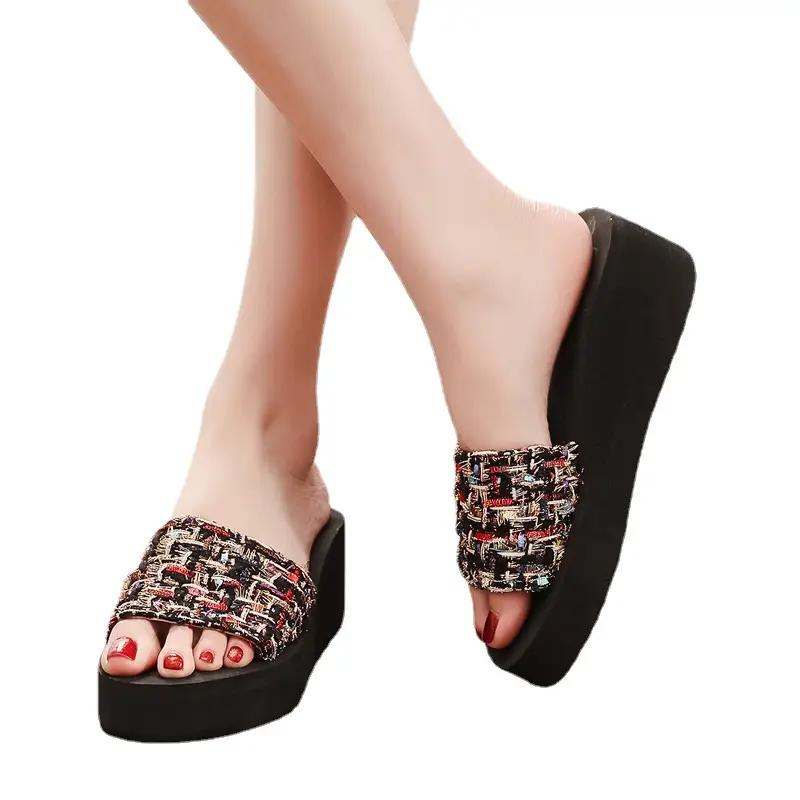 Women High Heel Wedge Sandals Summer Flip Flops