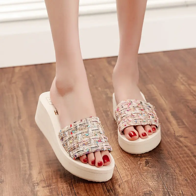 Women High Heel Wedge Sandals Summer Flip Flops