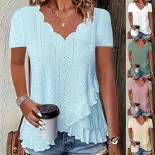 2021 Women's Green Floral Lace Printed Top — feature 7