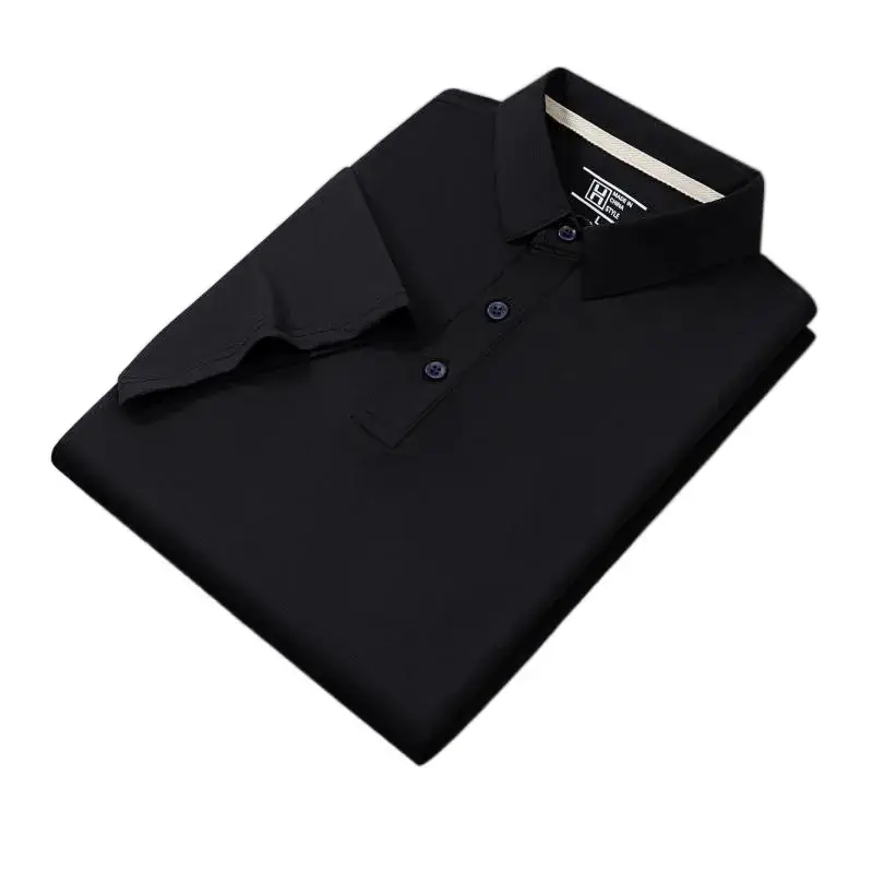 Men Navy Blue Business Polo Shirt with Embroidered Logo - Image 6