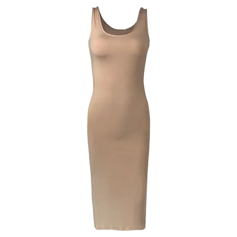2025 Summer Casual Women's Long Skirt Vest Long Sleeveless Dress Brown - Image 19