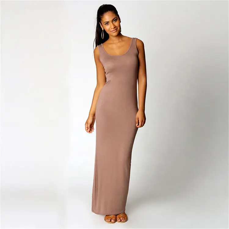 2025 Summer Casual Women's Long Skirt Vest Long Sleeveless Dress Brown — feature 13