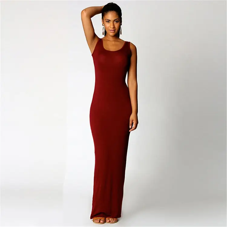 2025 Summer Casual Women's Long Skirt Vest Long Sleeveless Dress Brown — feature 17