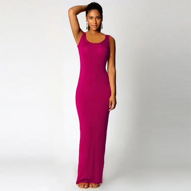 2025 Summer Casual Women's Long Skirt Vest Long Sleeveless Dress Brown — feature 20
