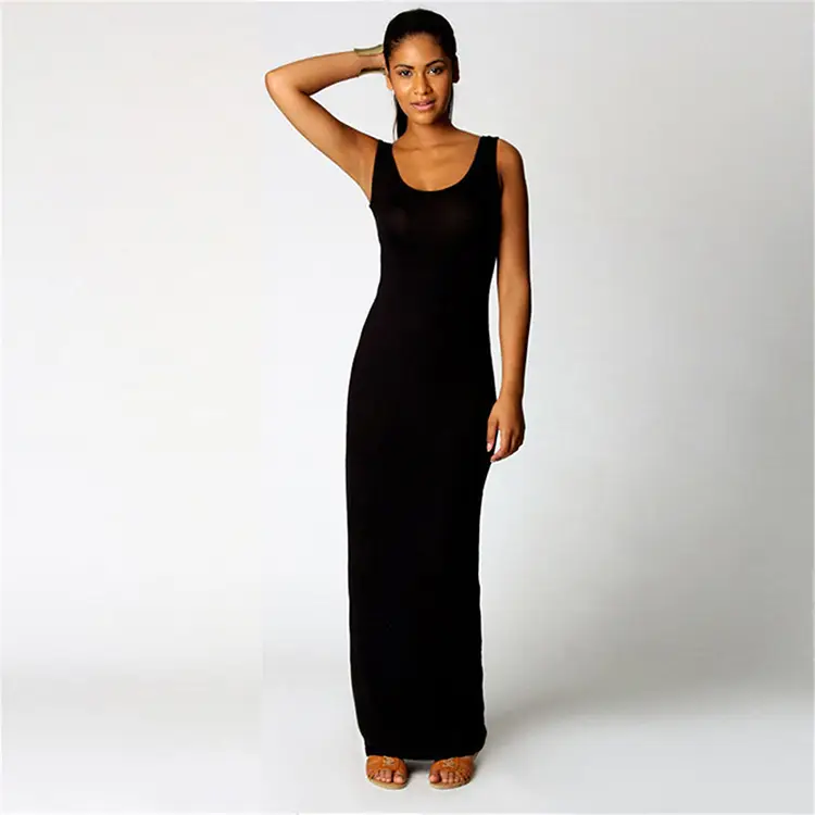 2025 Summer Casual Women's Long Skirt Vest Long Sleeveless Dress Brown — feature 7