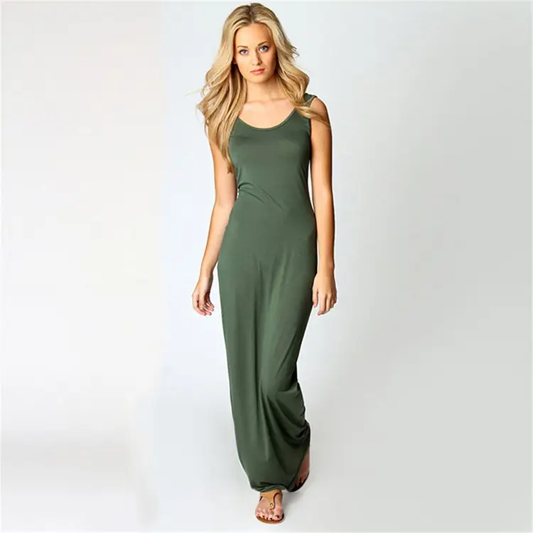 2025 Summer Casual Women's Long Skirt Vest Long Sleeveless Dress Brown — feature 9