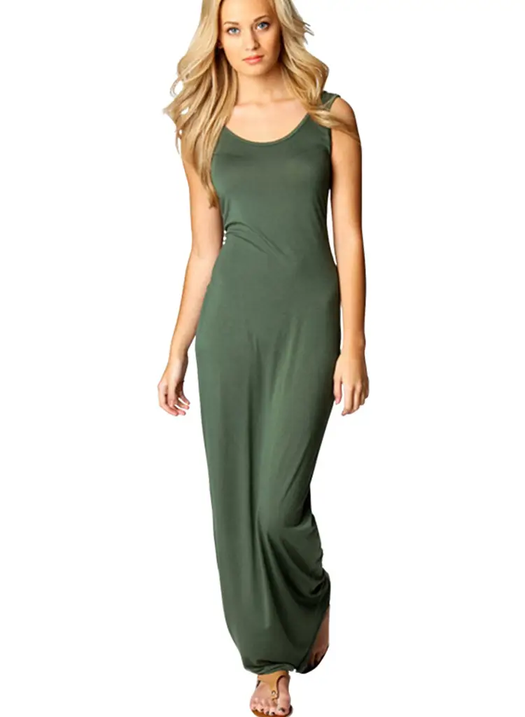 2025 Summer Casual Women's Long Skirt Vest Long Sleeveless Dress Brown - Image 7