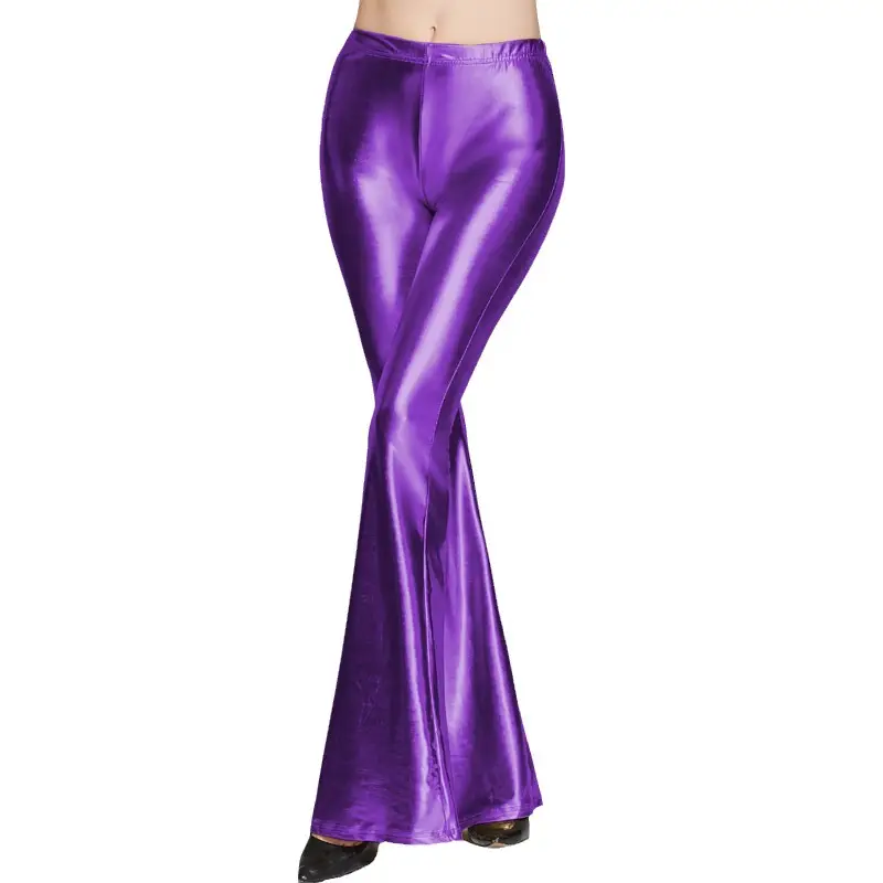 Golden Flared PU Leggings for Women