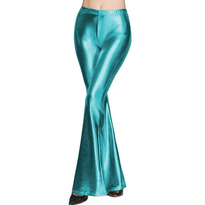Golden Flared PU Leggings for Women