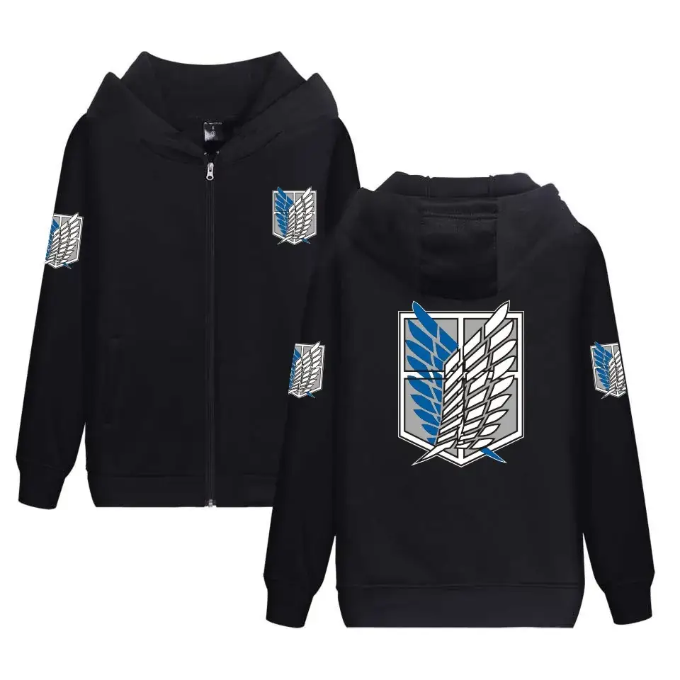 Attack on Titan Survey Corps Zipper Hoodie Navy Blue - Image 3