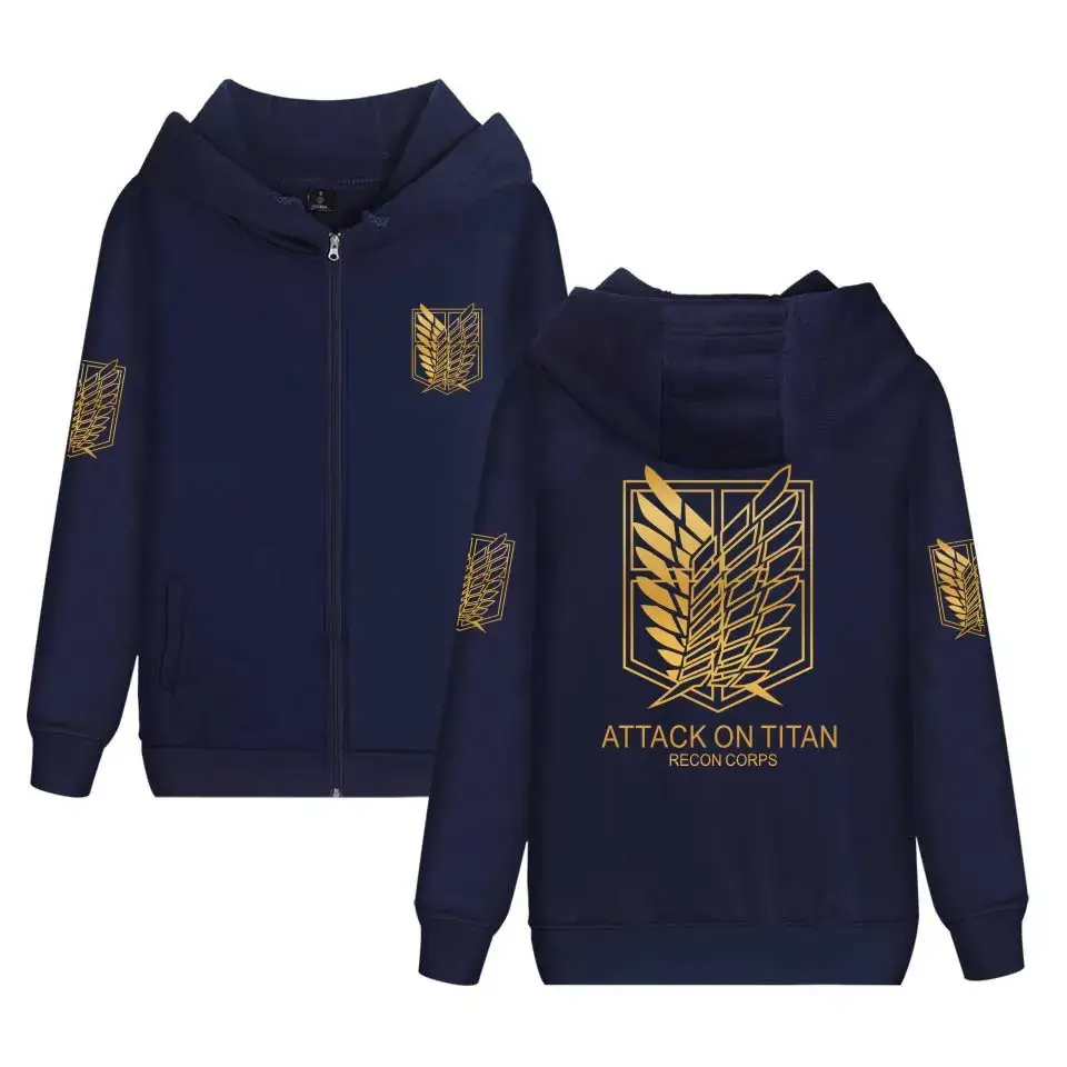 Attack on Titan Survey Corps Zipper Hoodie Navy Blue - Image 7