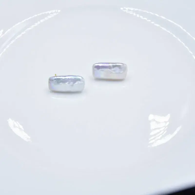 925 Silver Pearl Earrings Long Square Special Shape - Image 2