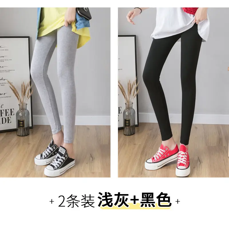 Women's Thin Modal Leggings Grey Beige Large Size - Image 13