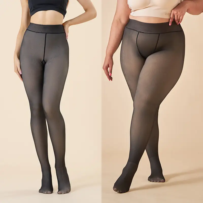 Grey Fleece-Lined Fake Skin Leggings Large Size - Image 11