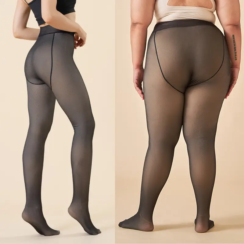 Grey Fleece-Lined Fake Skin Leggings Large Size - Image 12