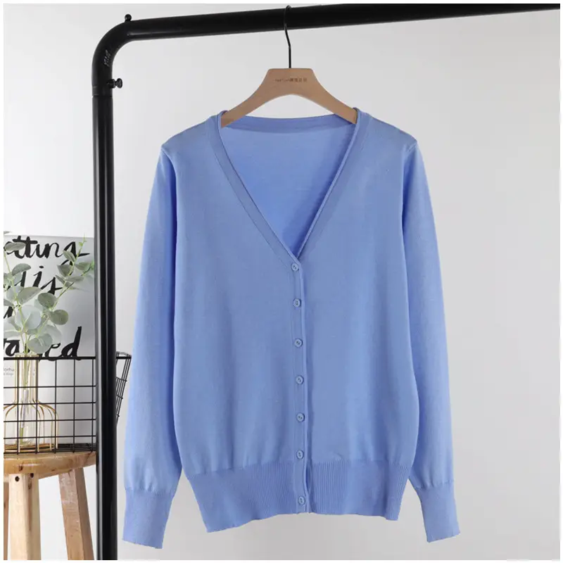 2025 V-Neck Knitted Cardigan Women White - Image 20