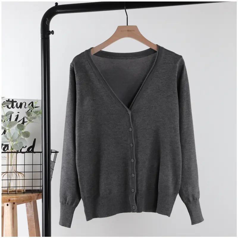2025 V-Neck Knitted Cardigan Women White - Image 10