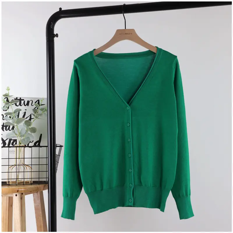 2025 V-Neck Knitted Cardigan Women White - Image 13